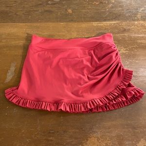 Lime Ricki Swimwear Red Ruffled Swim Skirt Bottoms